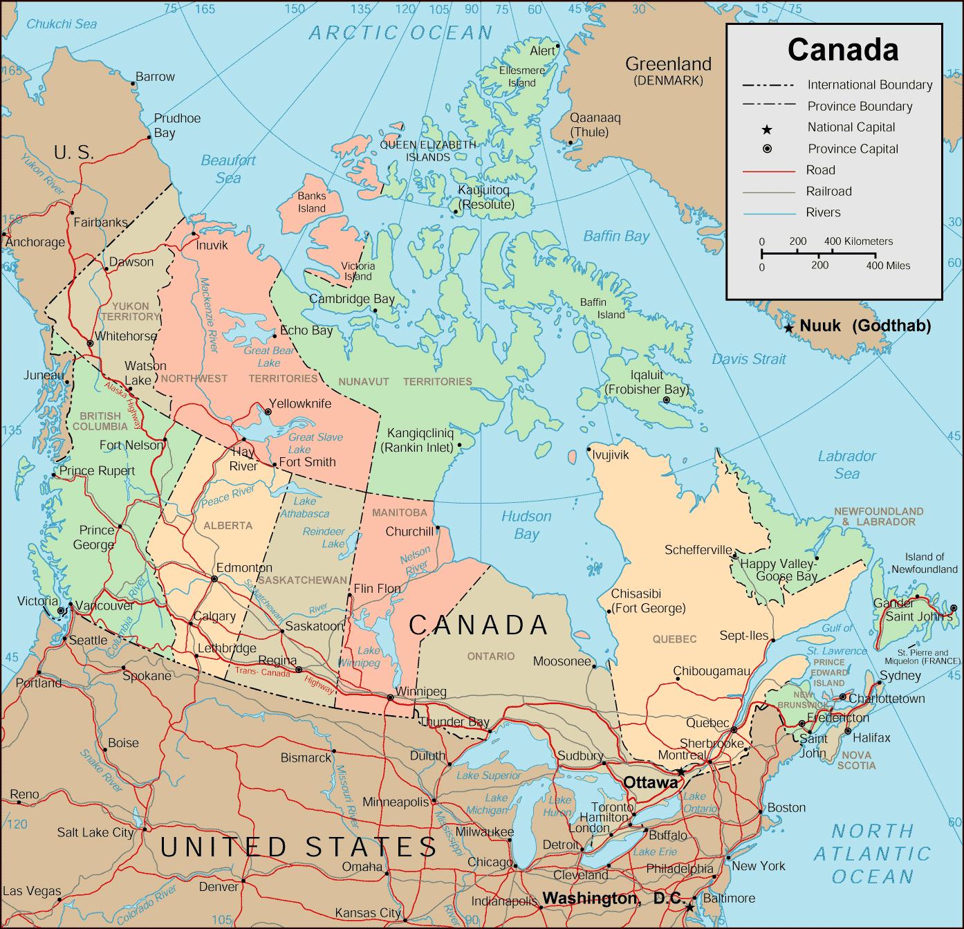 kanada karta gradova Kanada mapa sa gradovima   Mapu za Kanadu i gradova (Sjevernoj  kanada karta gradova